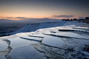 Asia Minor Gallery: Calcium Travertines at sunset, Pamukkale, Hierapolis, Turkey