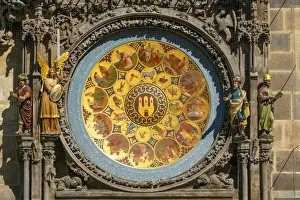 Old Town Hall Prints: Calendar dial representing month on Astronomical clock at Old Town Square, Prague