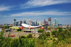 Man Made Prints: Calgary skyline showing Saddledome Calgary, Alberta, Canada