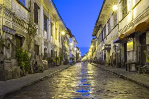 Calle Crisologo at dawn, Vigan City, Ilocos Sur, Ilocos Region, Philippines