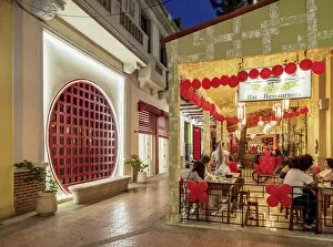 Images Dated 8th September 2020: Calle Cuchillo at dusk, Chinatown, Havana, La Habana Province, Cuba