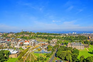 Calton Hill, New Scottish Parliament and Palace of Holyroodhouse, Edinburgh, Scotland Calton Hill, New Scottish Parliament and Palace of Holyroodhouse, Edinburgh, Scotland