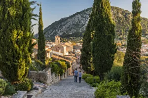Cobbled Street Prints: Calvari Steps, Pollenca, Majorca, Balearic Islands, Spain