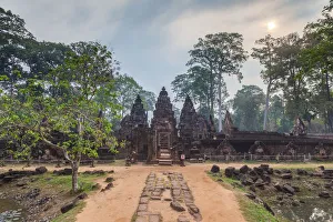 Cambodian Prints: Cambodia, Angkor, Banteay Srei Temple, western entrance
