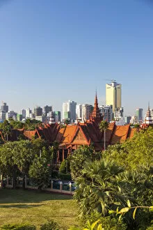 Images Dated 20th March 2020: Cambodia, Phnom Penh, elevated view of Royal Palace