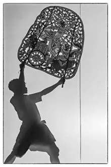 Cambodia Prints: Cambodia, Phnom Penh, traditional dance performance, shadow puppets