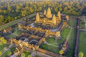 Images Dated 20th March 2020: Cambodia, Siem Reap, aerial view of Angkor Wat Complex (Unesco Site)
