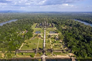 Images Dated 20th March 2020: Cambodia, Siem Reap, aerial view of Angkor Wat Complex (Unesco Site)