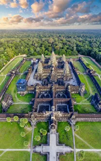 Cambodia, Siem Reap, aerial view of Angkor Wat Complex (Unesco Site)