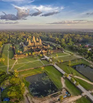 Cambodia Prints: Cambodia, Siem Reap, aerial view of Angkor Wat Complex (Unesco Site)