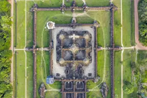Earth From Above Prints: Cambodia, Siem Reap, aerial view of Angkor Wat Complex (Unesco Site)