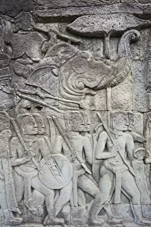Images Dated 18th February 2011: Cambodia, Siem Reap, Angkor Thom, Bayon Temple, Relief depicting the Ramayana Epic