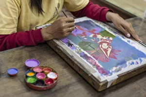 Cambodia, Siem Reap, Artisans Angkor, traditional craft workshop, painting, NR