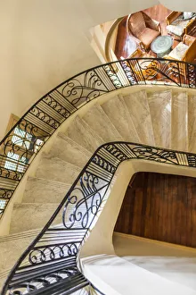 Cambodian Prints: Cambodia, Siem Reap, Grand Hotel d Angkor, stairs detail