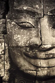 Cambodia, Temples of Angkor (UNESCO site), Bayon, smiling face of Avalokiteshvara
