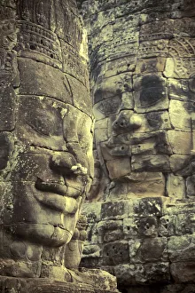 Cambodia, Temples of Angkor (UNESCO site), Bayon, smiling face of Avalokiteshvara