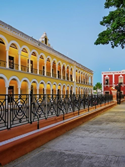 Library Prints: Campeche Library Building at dusk
