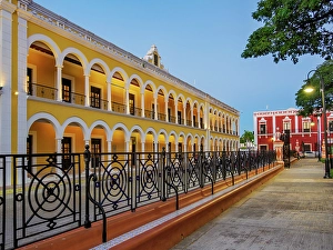 Library Prints: Campeche Library Building at dusk