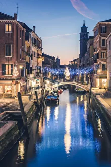 Campo San Barnaba at dusk, Venice, Veneto, Italy