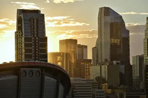Calgary Prints: Canada, Alberta, Calgary, skyline at sunset
