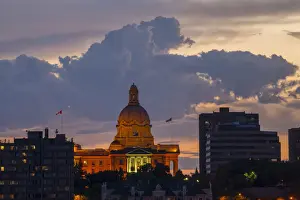 Canada, Alberta, Edmonton, Capitol building at sunset