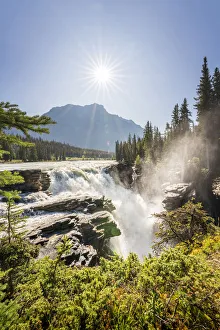 Canada, Alberta, Jasper National Park, Jasper, Maligne Canyon and waterfall