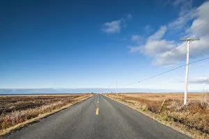 Canada, New Brunswick, Acadian Peninsula, Miscou Island, Pigeon Hill, country road