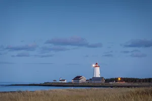 Images Dated 26th March 2019: Canada, New Brunswick, Acadian Peninsula, Miscou Island, Miscou Lighthouse, dusk