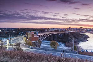 Images Dated 26th March 2019: Canada, New Brunswick, Saint John, city skyine and the Reversing Falls Bridge