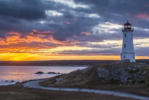 Canada, Nova Scotia, Louisbourg, Louisbourg LIghthouse, dusk