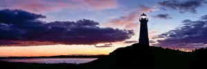 Canada, Nova Scotia, Louisbourg, Louisbourg LIghthouse, dusk