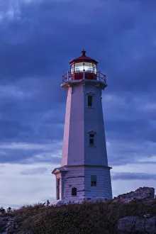 Canada, Nova Scotia, Louisbourg, Louisbourg LIghthouse, dusk