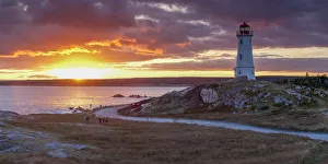 Canada, Nova Scotia, Louisbourg, Louisbourg LIghthouse, dusk