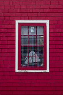 Canada, Nova Scotia, Lunenburg, Unesco World Heritage fishing village, red house detail