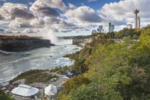 Niagara River Prints: Canada, Ontario, Niagara Falls, high rise buildings by the falls