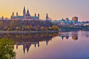Canada, Ontario, Ottawa, Canadian Parliament across Ottawa River
