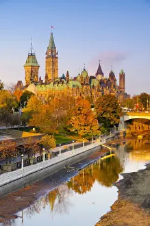 Ottawa Prints: Canada, Ontario, Ottawa, Canadian Parliament across Rideau Canal