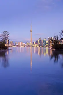 Canada, Ontario, Toronto, CN Tower and Downtown Skyline from Toronto Island