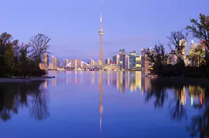 Canada, Ontario, Toronto, CN Tower and Downtown Skyline from Toronto Island
