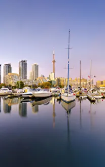 Images Dated 6th January 2012: Canada, Ontario, Toronto, Marina Quay West, Skyline with CN Tower