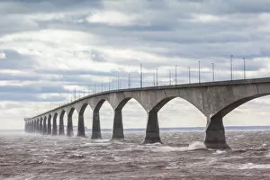 Images Dated 26th March 2019: Canada, Prince Edward Island, Borden, Confederation Bridge, stormy waters of the