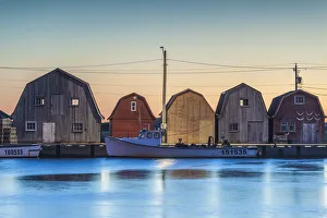 Canada, Prince Edward Island, Malpeque, small fishing harbor, dawn