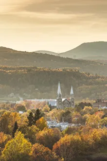 Images Dated 12th October 2017: Canada, Quebec, Capitale-Nationale Region, Charlevoix, Baie St-Paul, elevated view of town church