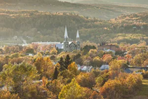 Images Dated 12th October 2017: Canada, Quebec, Capitale-Nationale Region, Charlevoix, Baie St-Paul, elevated view of town church