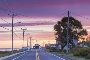 Canada, Quebec, Gaspe Peninsula, Sainte-Flavie, Rt 132 by the St. Lawrence River, dawn