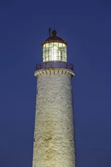 Gaspe Prints: Canada, Quebec, Gaspe Peninsula, Cap-des-Rosiers, Cap-des-Rosiers Lighthouse, dusk
