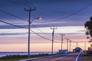 Gaspe Prints: Canada, Quebec, Gaspe Peninsula, Sainte-Flavie, Rt 132 by the St. Lawrence River, dawn