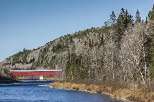 Gaspe Collection: Canada, Quebec, Gaspe Peninsula, Routhierville, covered bridge