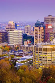 Montreal Prints: Canada, Quebec, Montreal. Downtown from Mount Royal Park or Parc du Mont-Royal