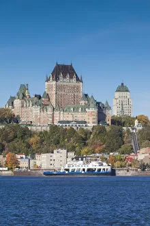 French Canadian Collection: Canada, Quebec, Quebec City, Chateau Frontenac Hotel and Levis ferry on the St